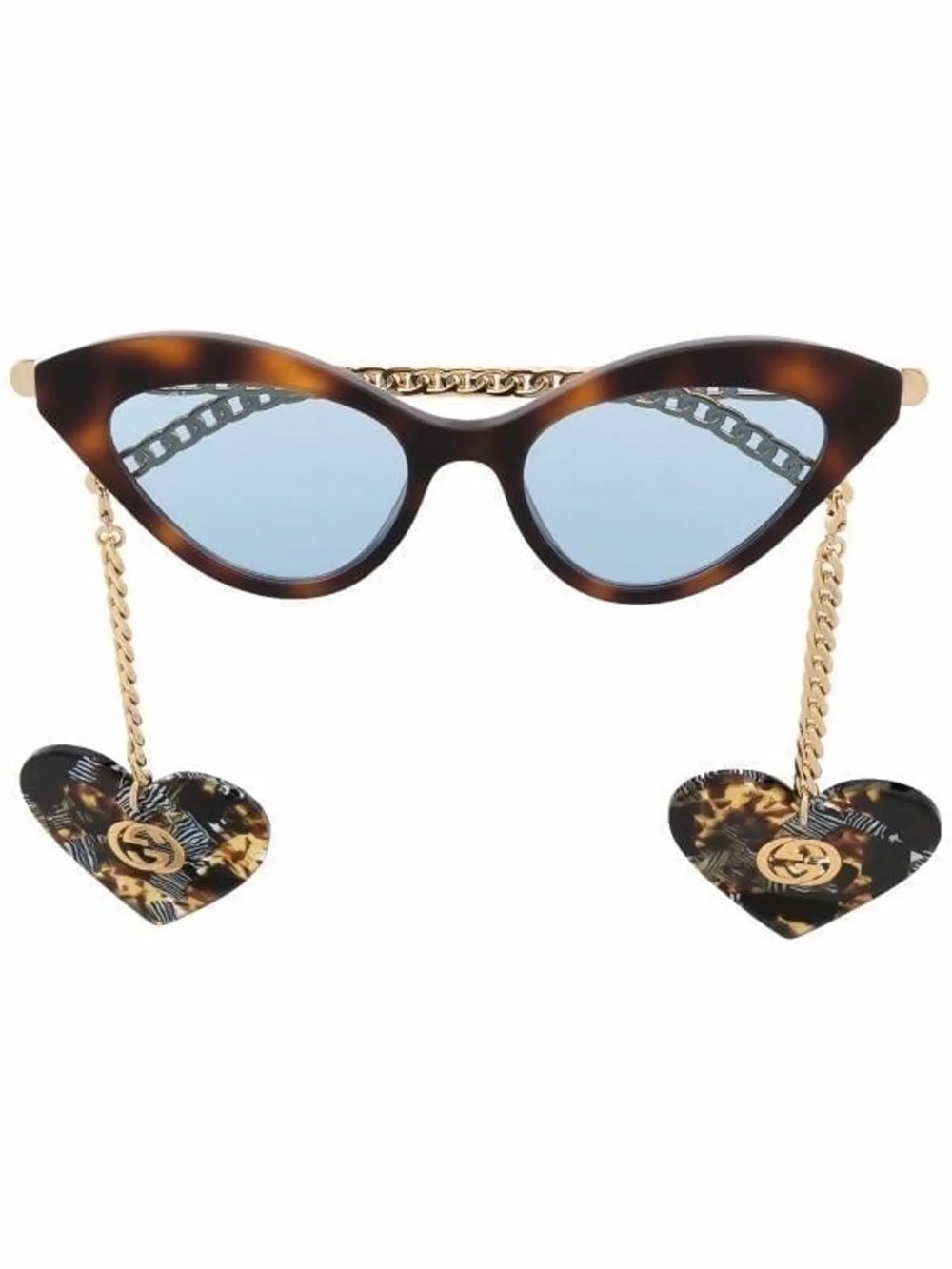 Gucci gg0978s col 003 tortoise cat eye sunglasses with detachable charms w/case